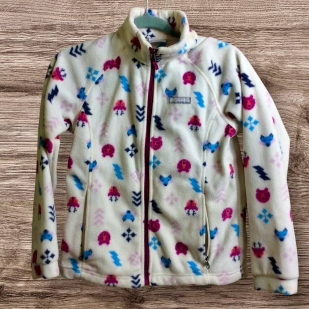 Columbia white Benton Springs chalk Woodlands fleece jacket. Large 14–16.